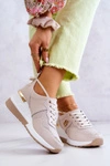 Damskie Skórzane Buty Sportowe Sneakersy Beżowe Loissa