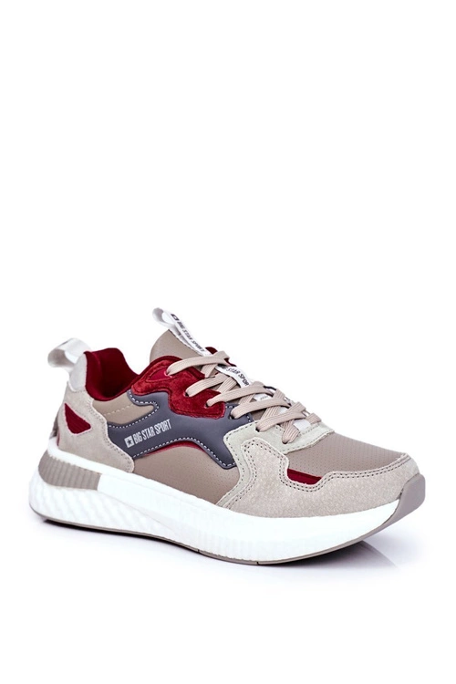 Sportowe Męskie Buty Big Star Szaro Bordowe GG174463