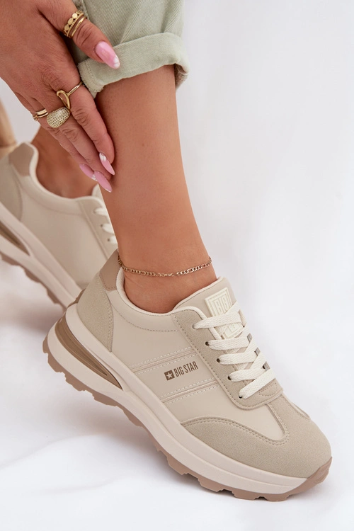Sneakersy Buty Sportowe Damskie Big Star TT274876 HI-POLY SYSTEM Beżowe