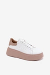 Skórzane Sneakersy Damskie Na Platformie Zazoo N408S2 Białe