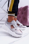 Sportowe Damskie Buty Gruba Podeszwa Transparentne Szare Running