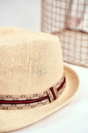 Damski Kapelusz Fedora Beżowy 100% Papier