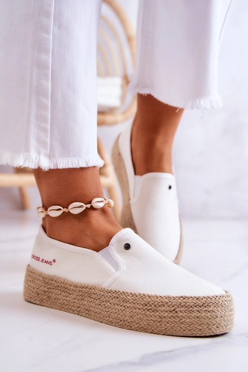 Damskie Espadryle Na Platformie Cross Jeans JJ2R4013C Białe