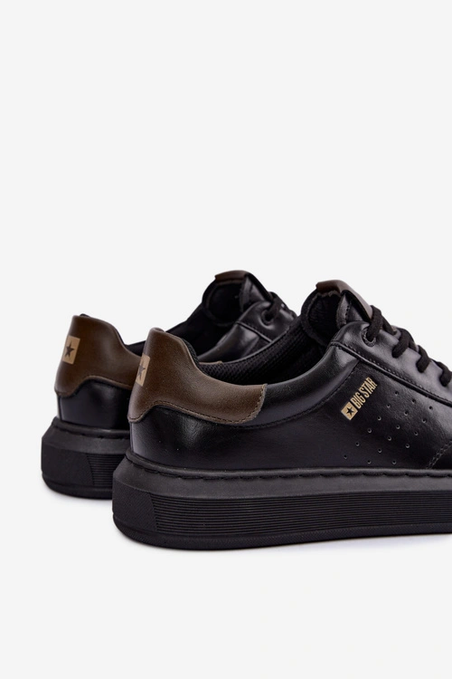 Skórzane Sneakersy Na Platformie Męskie Big Star UU174291 Czarne