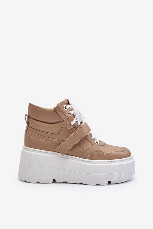 Zazoo 3450 Skórzane Sneakersy Damskie Beżowe