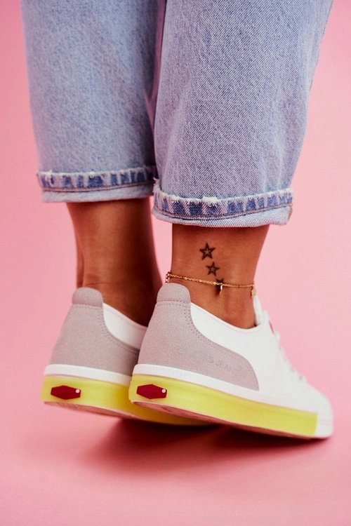Trampki Damskie Cross Jeans Biało Żółte FF2R4042C