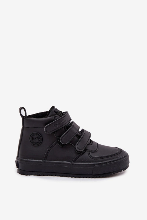 Ocieplane Botki Sneakersy Dziecięce Na Rzepy Big Star SS374070 Czarne