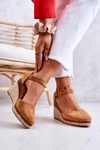 Damskie Espadryle Na Koturnie Brązowe Tamarill