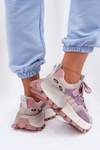 Skórzane Zamszowe Sneakersy Damskie GOE TT2N4026 Fioletowe
