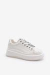 Skórzane Sneakersy Damskie Na Platformie GOE NN2N4033 Białe