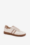 Zazoo N1068 Skórzane Niskie Sneakersy Damskie Beżowe