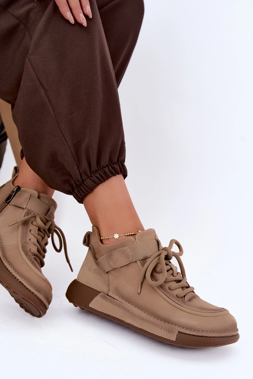 Ocieplane Botki Z Naturalnej Skóry Lee Cooper LCJ-26-19-4603 Khaki