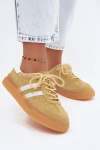 Skórzane Zamszowe Sneakersy Damskie Na Platformie Żółte Artelle