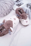 Papcie Damskie Z Futerkiem Renifery Brązowe Reindeer