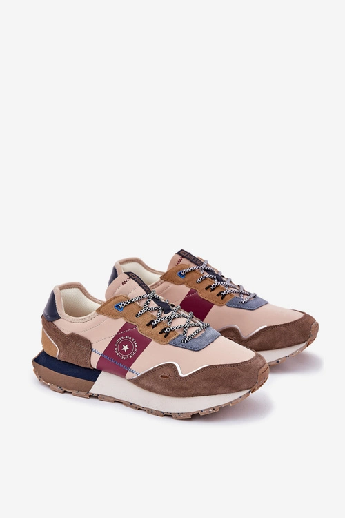 Zamszowe Sneakersy Męskie Na Platformie Big Star RR174475 Hi-Poly System Beżowe