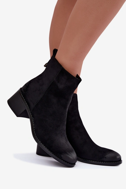 Botki Na Niskim Obcasie Ocieplane Na Zamek Czarne Merselia
