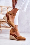 Damskie Espadryle Na Koturnie Brązowe Tamarill