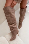 Wsuwane Kozaki Damskie Na Szpilce Khaki Corly