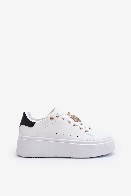Sneakersy Damskie Z Ozdobą Białe Celedria