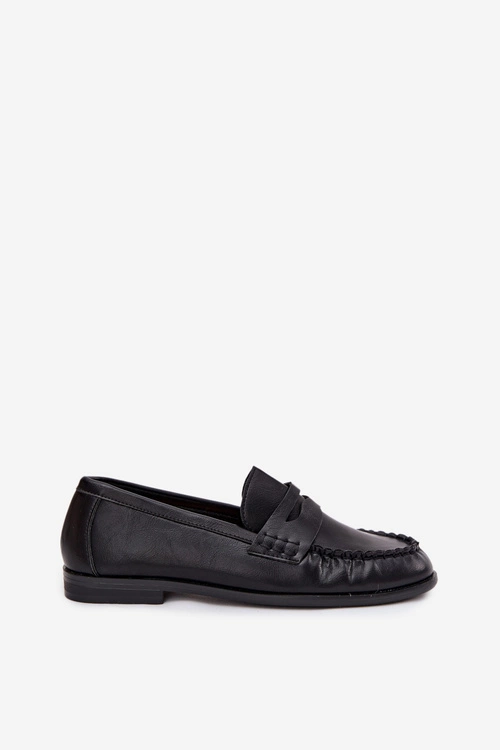 Półbuty Loafersy Damskie Z Eko Skóry Czarne Lilith