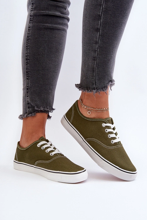 Tenisówki Trampki Damskie Klasyczne Ciemnozielone Olvali