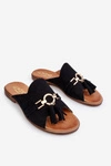 Damskie Zamszowe Klapki Lewski Shoes 3226 Czarne