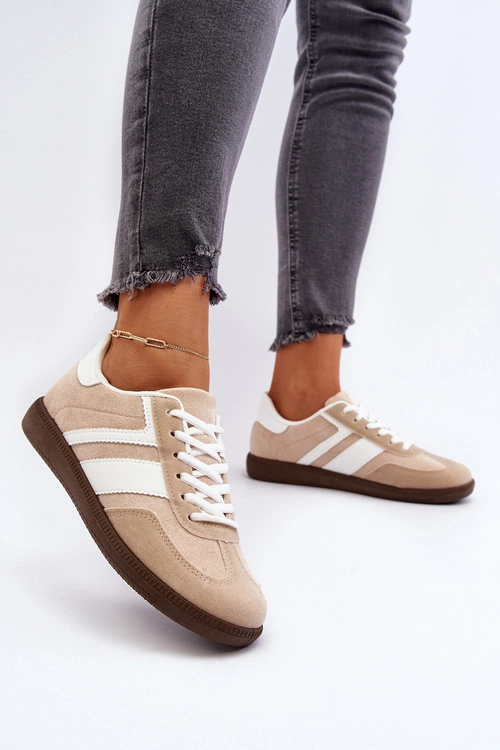 Damskie Niskie Sneakersy Buty Sportowe Beżowe Eudiopis