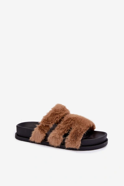 Kapcie Klapki Z Futerkiem Camel Nalisette
