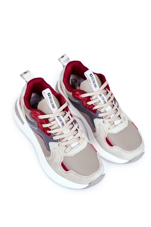 Sportowe Męskie Buty Big Star Szaro Bordowe GG174463