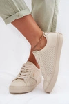 Sneakersy Damskie Ażurowe Big Star TT274292 Beżowe