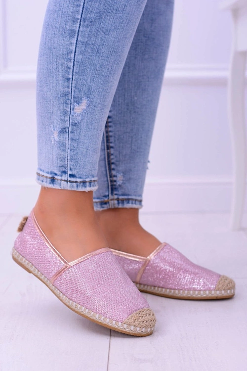 Brokatowe Espadryle Lu Boo Różowe