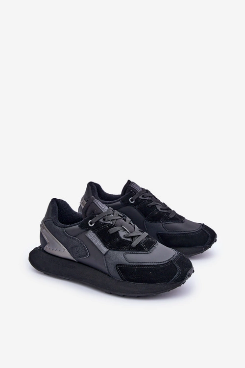 Skórzane Sneakersy Męskie Big Star OO174297 Hi-Poly System Czarne