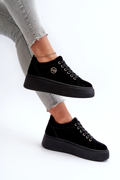 Niskie Sneakersy Damskie Na Platformie Czarne Telirra