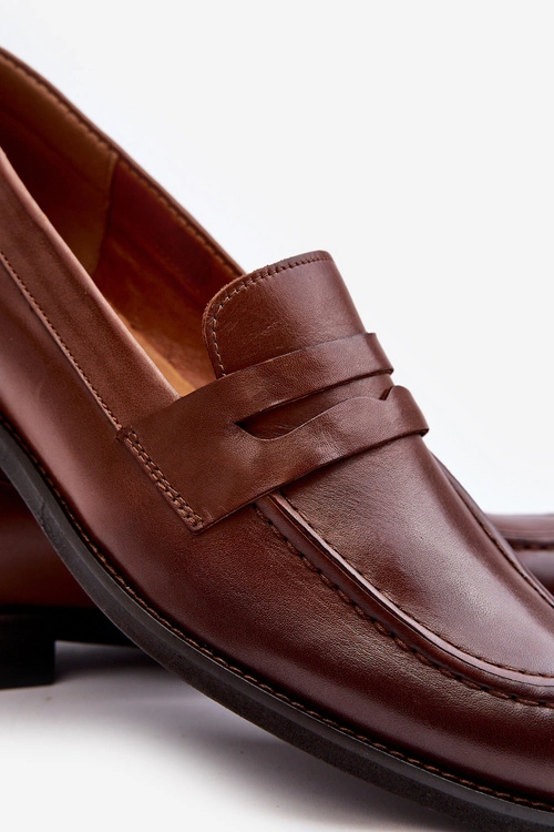Męskie Skórzane Półbuty Loafersy Zazoo 1570/1 Brązowe