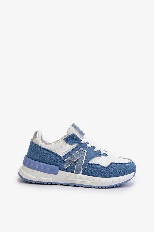 Jeansowe Sneakersy Damskie Z Eko Skóry Niebieskie Vinelli