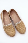 Eleganckie Skórzane Espadryle Z Plecionką Zazoo 10178 Beżowo-Złote