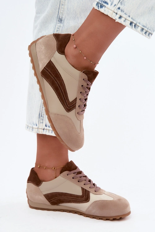Skórzane Zamszowe Sneakersy Barefoot Damskie Zazoo N1400 Beżowe