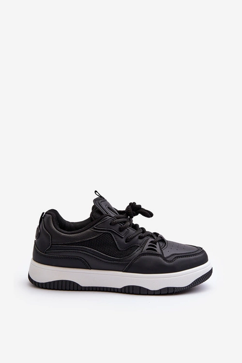 Sneakersy Damskie Na Platformie Czarne Etnaria