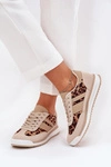 Buty Sportowe Sneakersy Damskie Panterka Beżowo-Brązowe Galabis