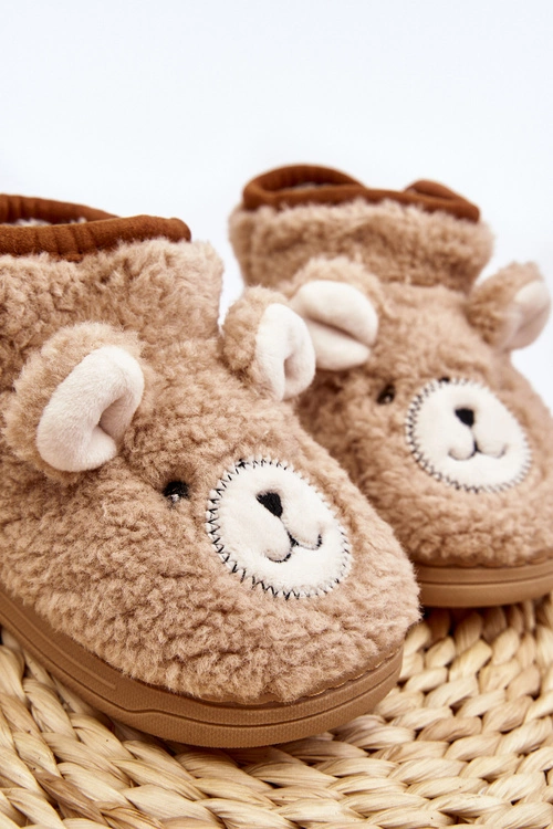 Kapcie Dziecięce Ocieplane Z Misiem Beżowe Eberra