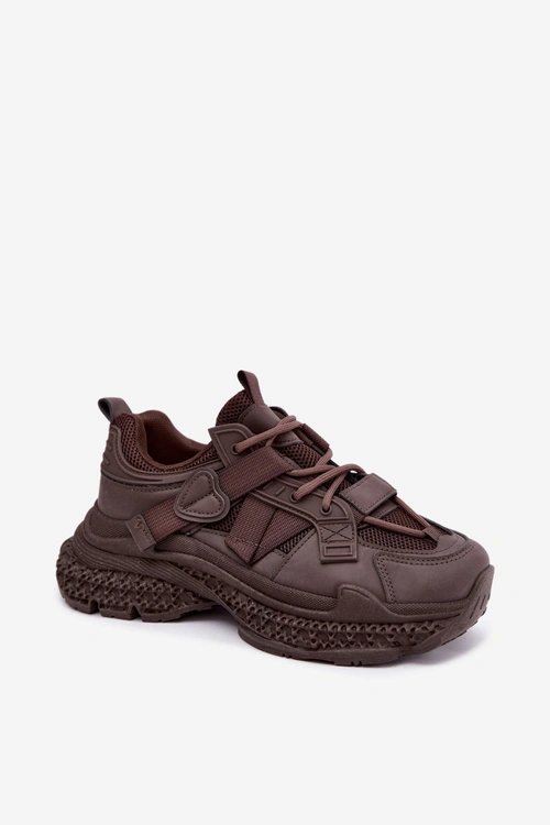 Sneakersy Z Paskami Siateczkowe Damskie Czekoladowe Ellery