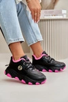 Ocieplane Buty Sportowe Damskie Sznurowane Na Platformie Czarne Bialoa