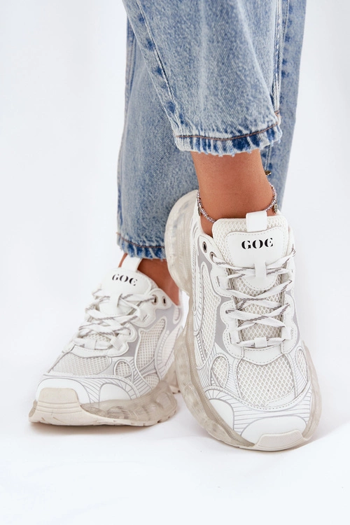 Skórzane Sneakersy Damskie GOE RR2N4083 Beżowe