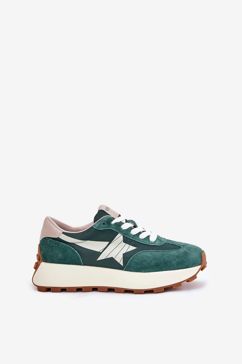 Zamszowe Buty Sportowe Damskie Na Platformie Vinceza 66720 Zielone