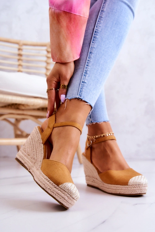 Damskie Espadryle Na Plecionej Platformie Camel Canillo