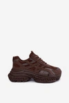 Sneakersy Damskie Ze Zdobieniem Czekoladowe Amselle
