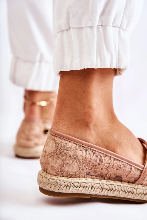 Klasyczne Damskie Espadryle Ażurowe Nude Catris