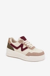 Sneakersy Damskie Na Platformie Ze Złotymi Wstawkami Beżowe Zalvra 