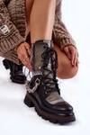Skórzane Wysokie Botki Workery Maciejka 05586-01 Czarno-Szare