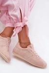 Sneakersy Damskie Z Eko Zamszu Niskie Różowe Melvelin 
